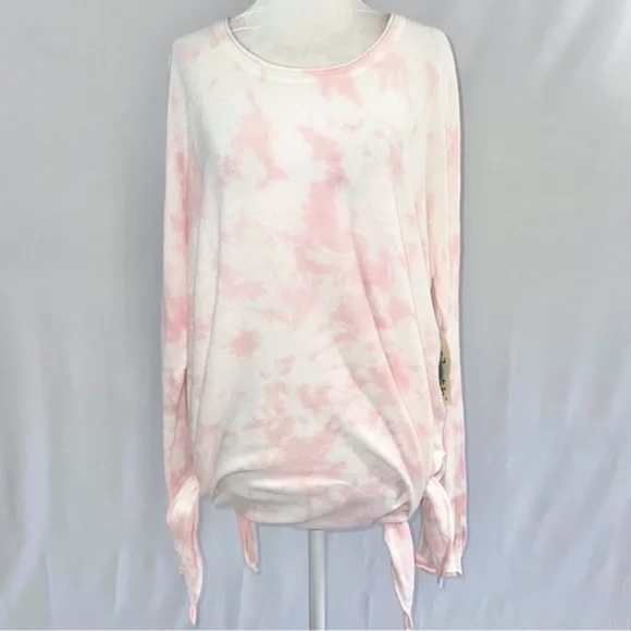 New Cloth by Design Convertible Side Slit Sweater Tie Dye Pink White Size Medium - Picture 10 of 16
